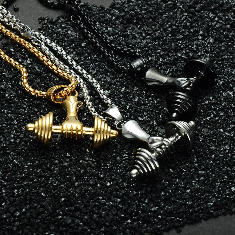 الحديد قلادة رجالي قلادة الفولاذ المقاوم للصدأ اللياقة البدنية الجملة الرياضة نمط الذكور الاكسسوارات هدية للرجال اللياقة البدنية الرجال S494