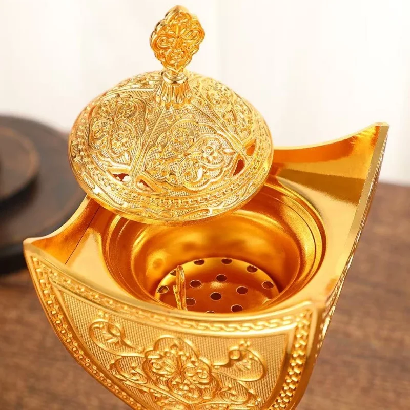 Three-Dimensional Alloy Aromatherapy Incense Burner,Incense Pile Stove Church Ornament,Meditation Temples Smoke Tray Furnaces