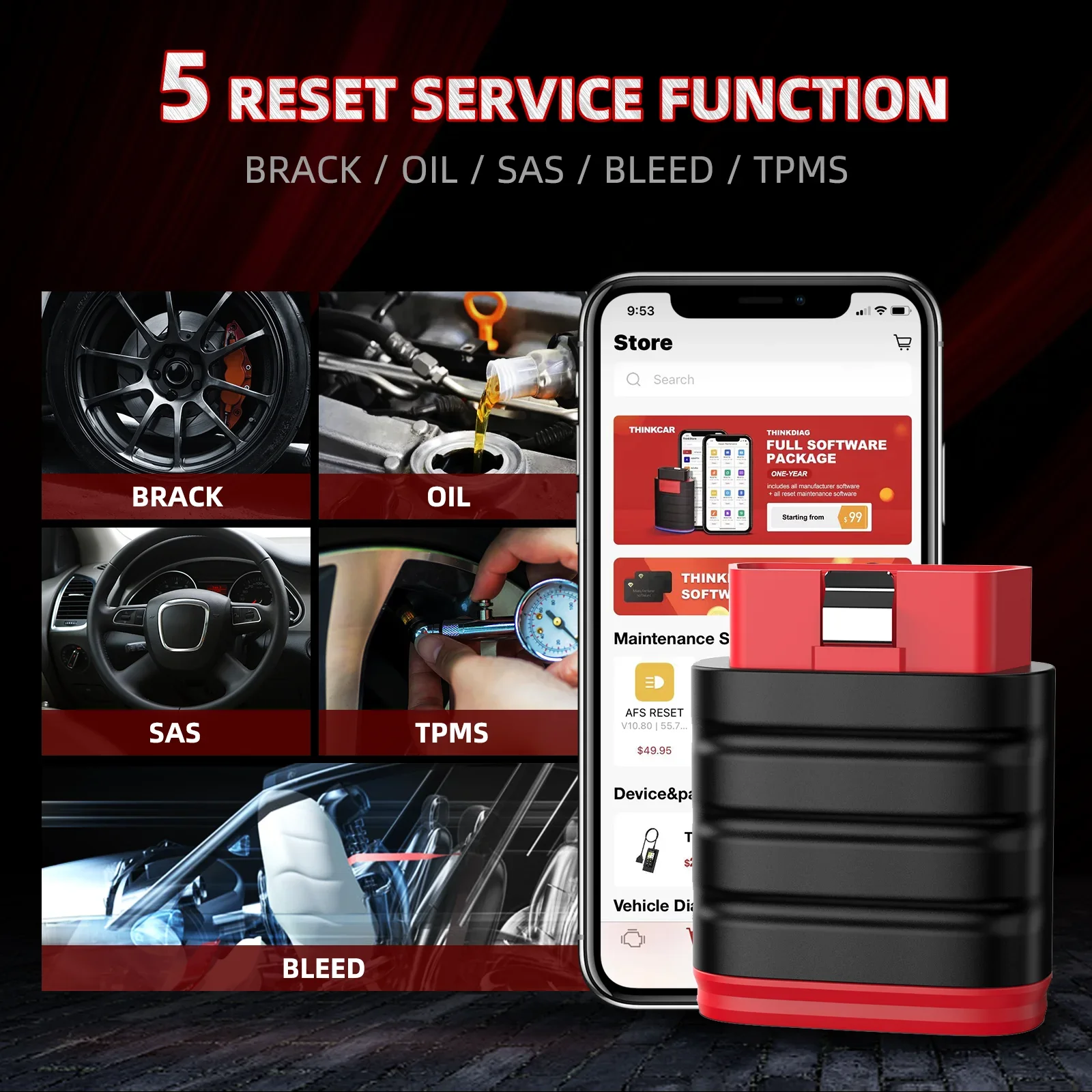 2024 Thinkcar Thinksafe OBD2 Bluetooth Scanner Code Reader Car All System Scan 5 Reset OBD 2 Auto Diagnostic Tools PK Thinkdiag