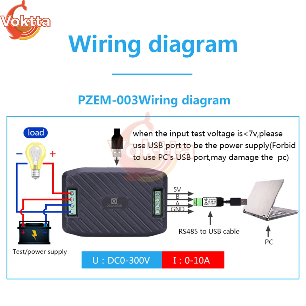 PZEM-017 DC Wattmeter Voltmeter RS485 Modbus Voltage Current Power Meter 50A 100A 200A 300A Voltage Tester With USB Converter