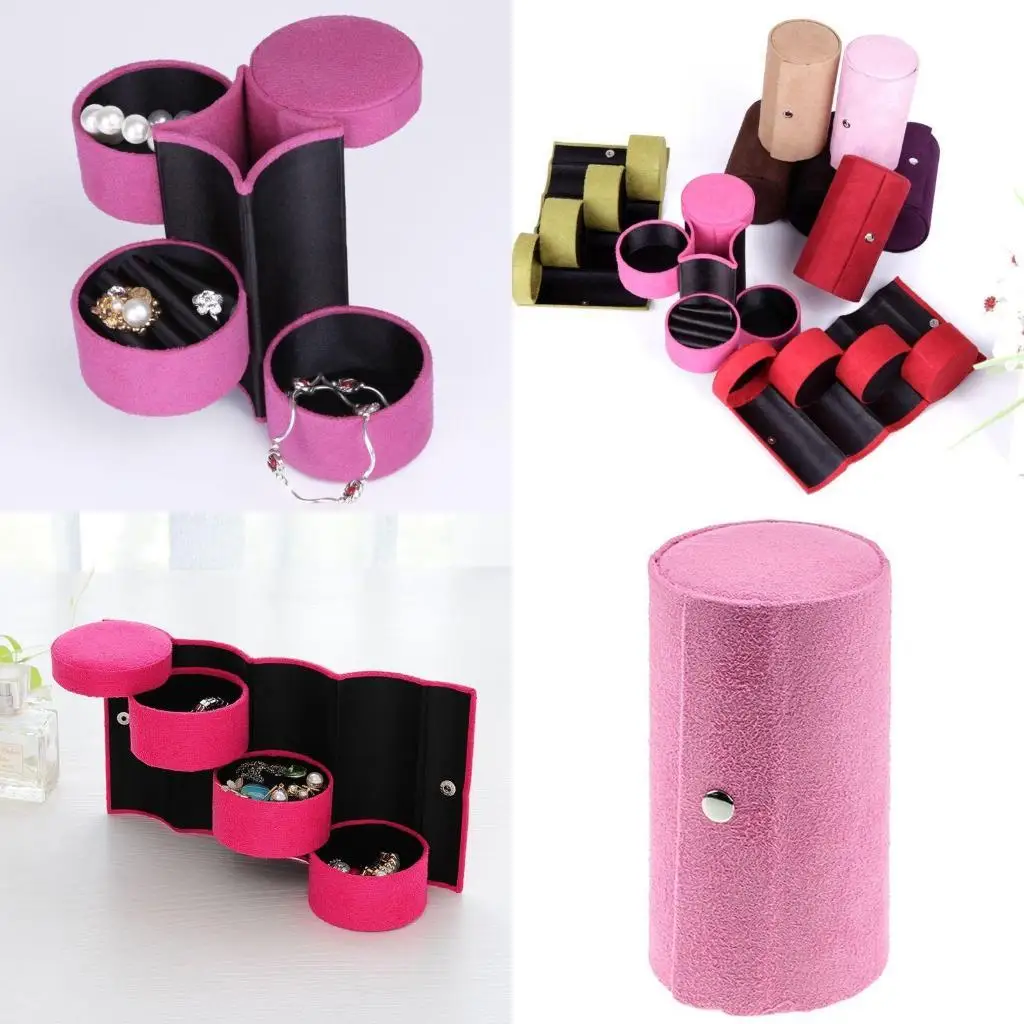 

A52E 3-Layer Portable Earrings Roll Box Travel for Case Storage Avoid Falli