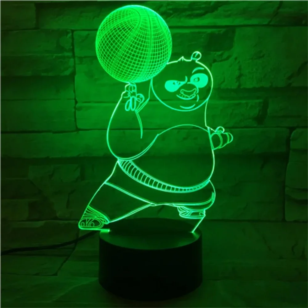 Boy Led Night Light Kung Fu Cool Panda basket Nightlight per bambini camera da letto lampada da notte a Led alimentata tramite USB regalo di compleanno per bambini