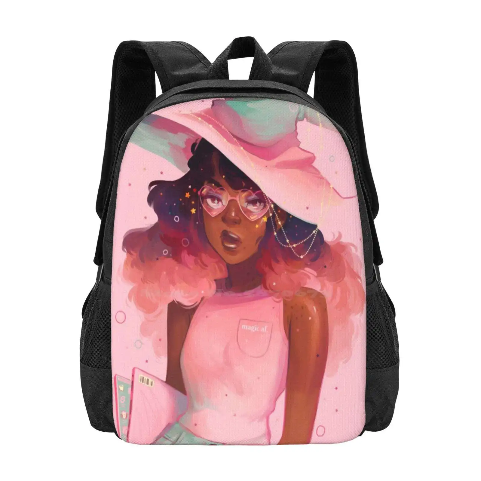 Magic Backpack For Student School Laptop Travel Bag Witch Magical Girl Pastel Mage Chic Pink Aesthetic Mint