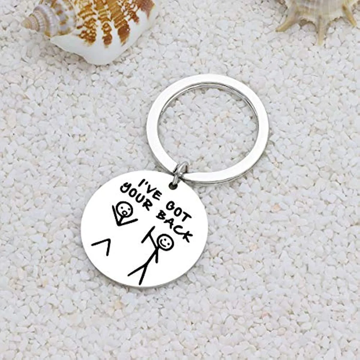 Stainless Steel Keychain Funny Best Friend  Don't Worry I 've Got Your Back Awe Sometime Pendant Graduation Christmas Gift