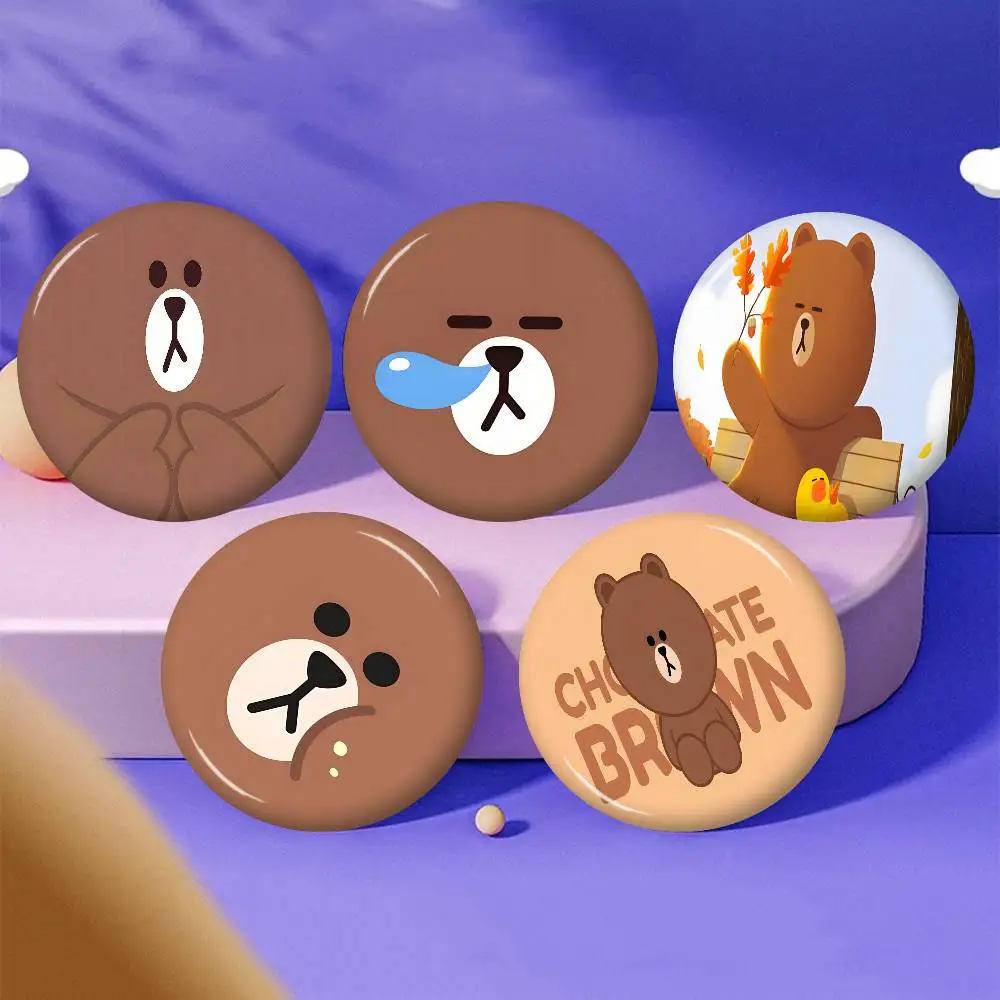 L-Lines F-Friends Brown Bear 58mm Animals Funny Brooches Badge Backpack Clothes Gift Accessory