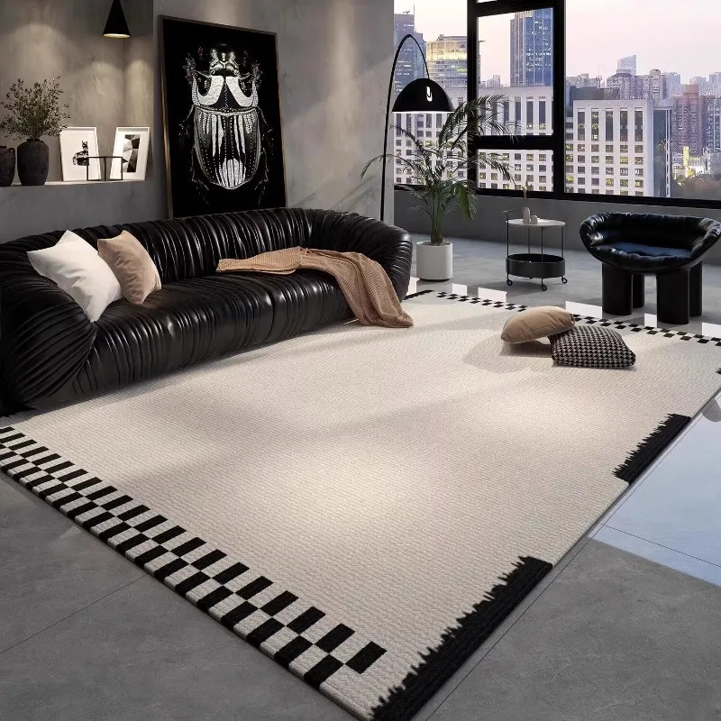 Stylish Black White Colorblock Living Room Carpets Line Stitching Simple Bedroom Rug Modern Art Trend Cloakroom  Mat Alfombra 러그