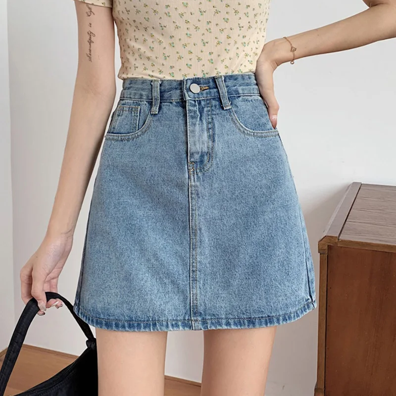 2026 Summer New Girls Trendy High Waist Denim Skirt Women Daily Slim Fit Versatile A-line Skirts Lady Classic Thin Jeans Dress