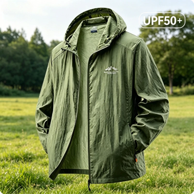 

Men's Ice Silk UPF50+ Fishing Sun Protection Jacket Lightweight Outdoor Windbreaker Breathable Quick-Dry Hiking Running Clothing
