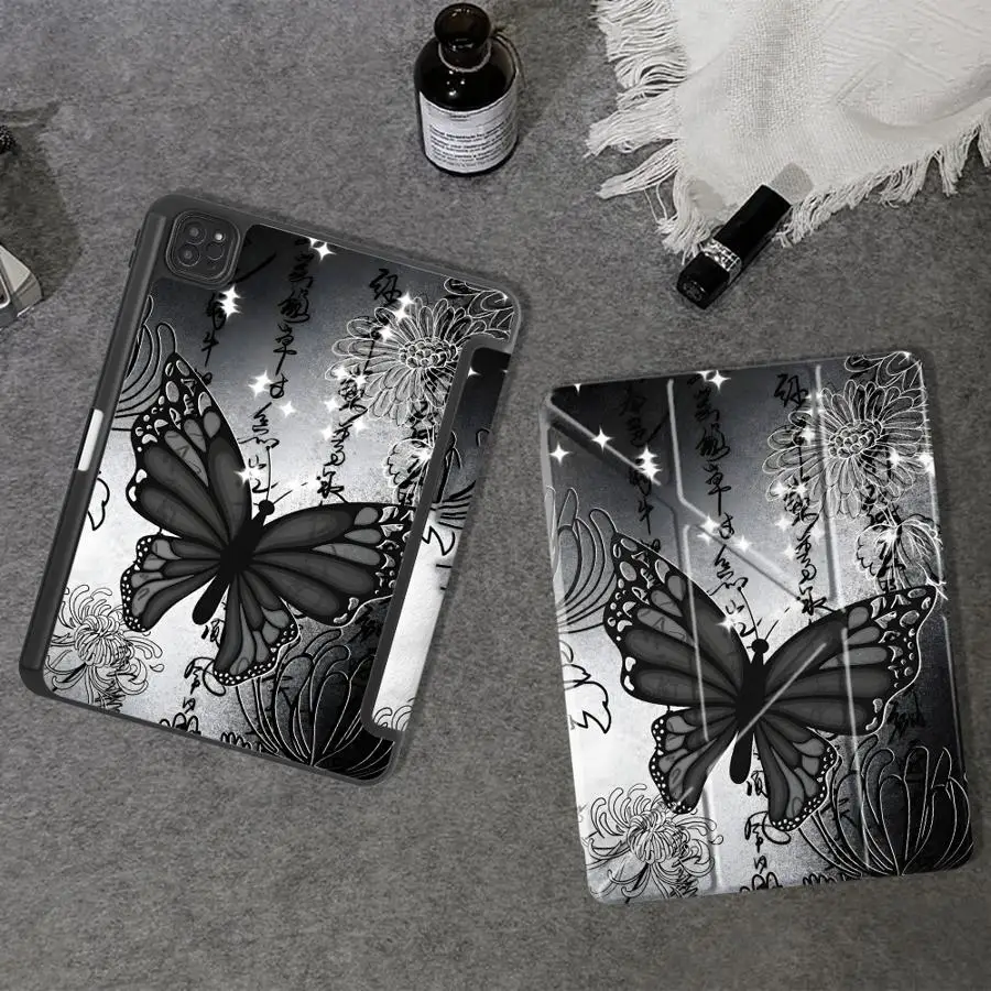 

Чехол-подставка Dark Butterfly для планшетов iPad Mini 6, 7, Air 4, 5, Pro 11-го, 10-го поколений, Pro 2025, 9-го, 8-го, 7-го поколений, 12.9 дюймов M4, 11 дюймов M3, M2, 1