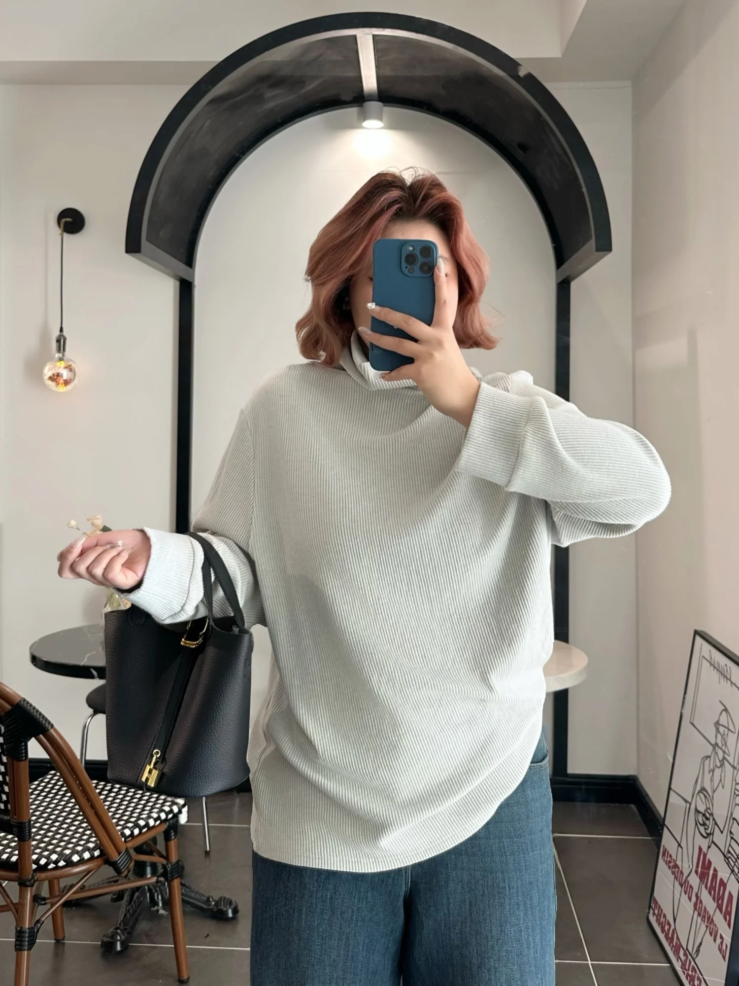 

Loose Long Sleeve High Collar Thick Sister Large Size Women's Fashion Initial Spring Bottom Shirt Minimalist Style Premium Fe...