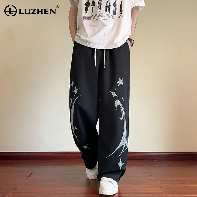 

LUZHEN Fashion Personalized Pattern Printed Straight Casual Pants Men 2025 New High Quality Street Wear Wide Leg Trousers JY3228