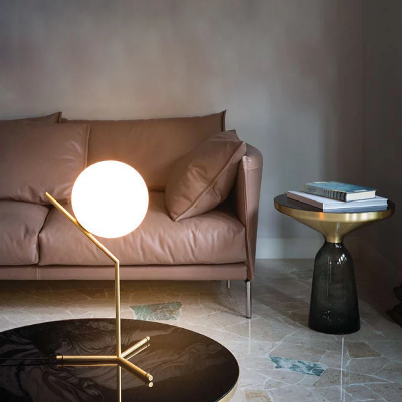 Postmodern Simple White Glass Ball Table Lamp Nordic Creative Bedroom Bedside E27 Dimmable Iron Deco Desk LED Lighting Fixture