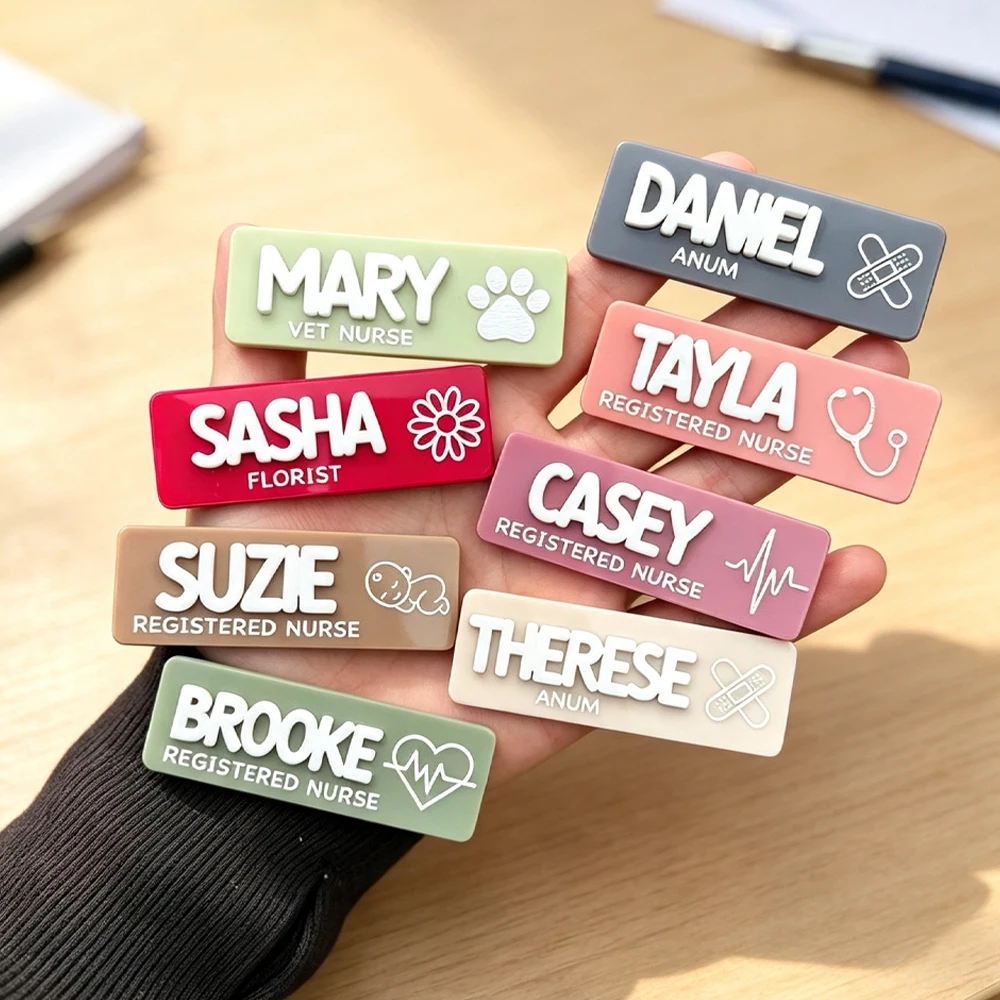 Personalized Acrylic Name Badge Premium Custom Work Badge Doctor/Nurse/Teacher/Student/Chef Job Badge Brooch Customized Labels