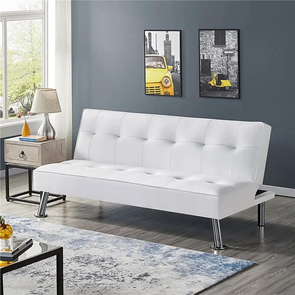 Convertible Faux Leather Futon Sofa Bed