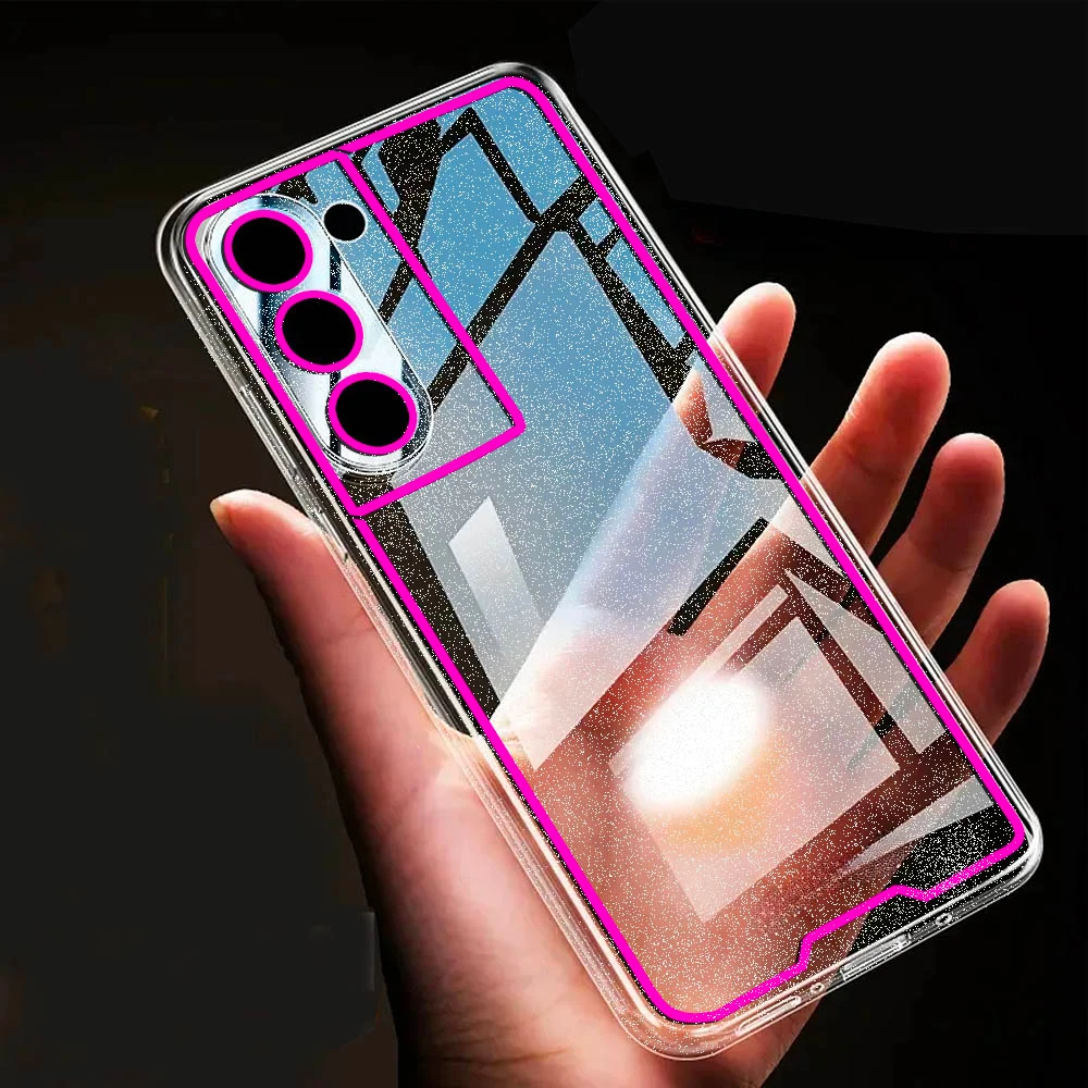 Funda con purpurina transparente y luz nocturna para Samsung Galaxy S24, S23 Ultra, S22 Plus, S21FE, S21, cubierta suave brillante a prueba de golpes de lujo