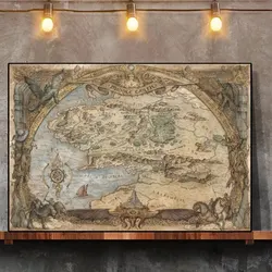 Classic Vintage Middle Earth Map Canvas Painting  Magic Movie Posters  Prints  Wall Art for Living Room  Home Decor