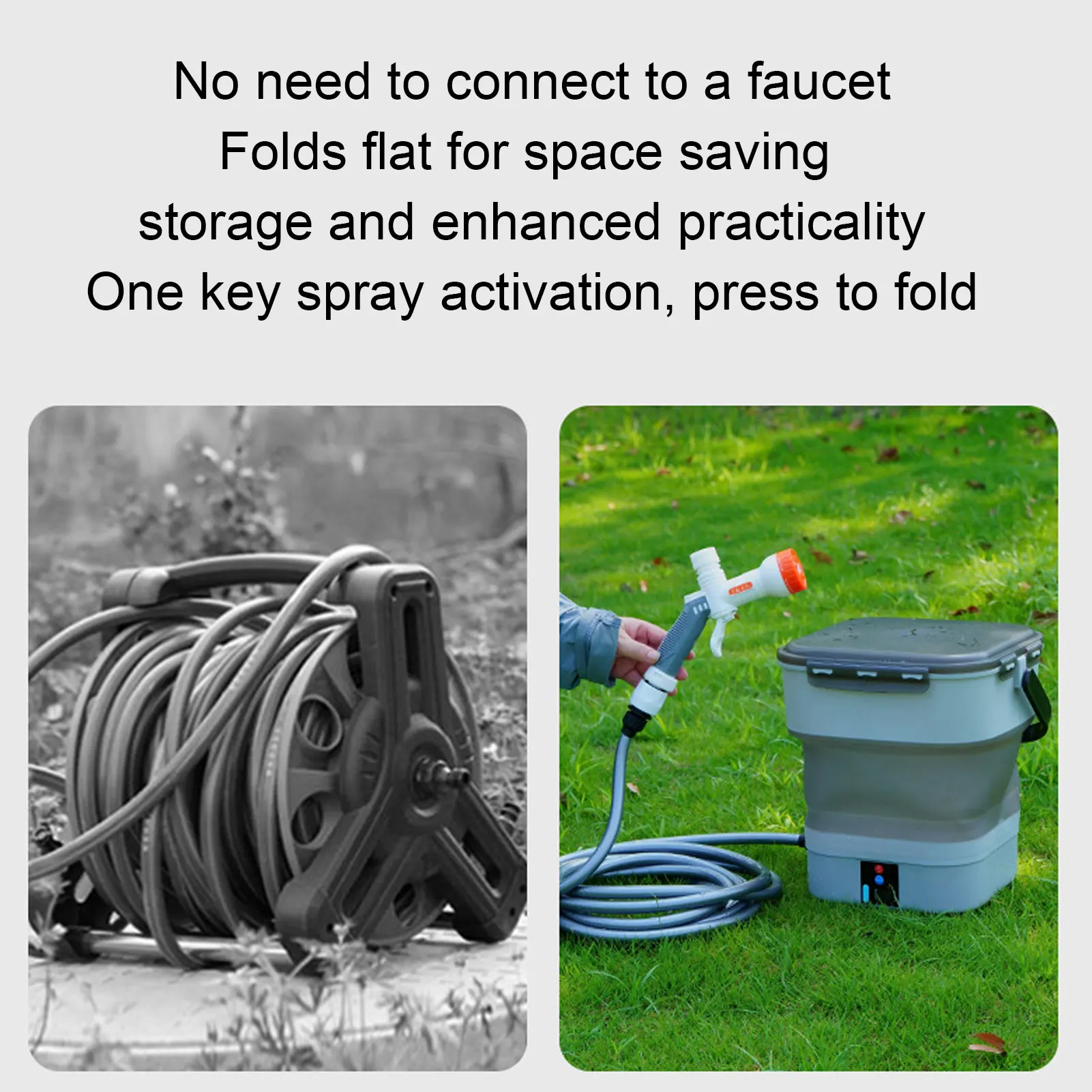 Battery Powered Sprayer Rechargeable Portable Electric Water Pressure Car Washer with 12L Foldable Water Tank for Garden Lawn