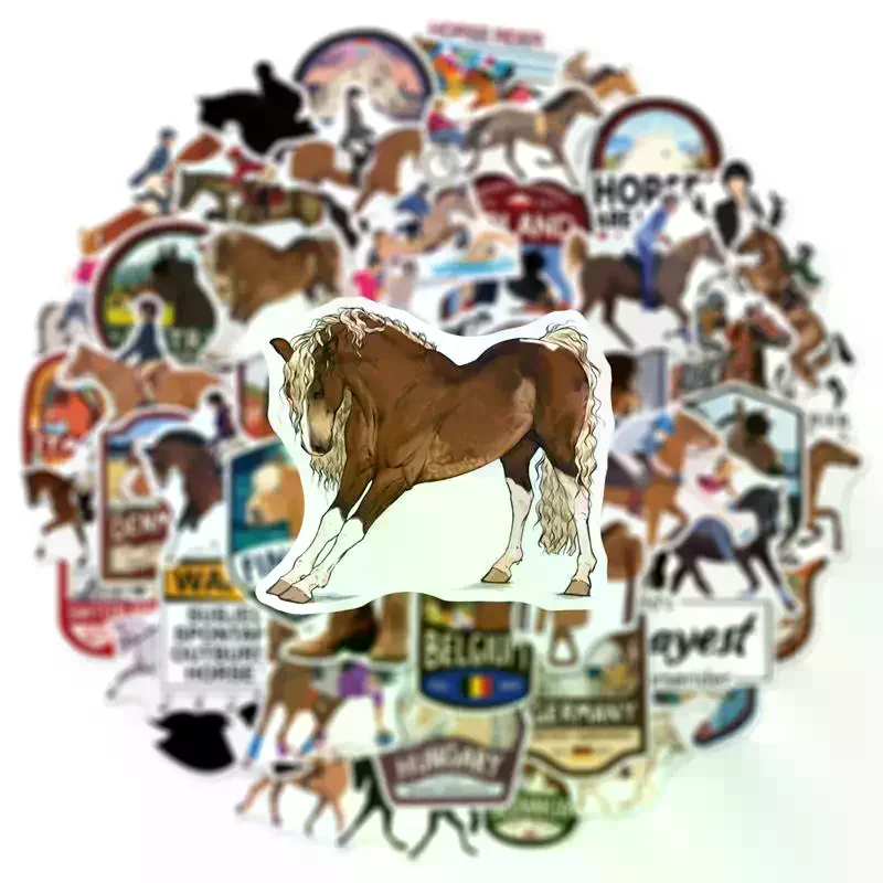 50PCS Cartoon Nette Galoppierende Pferd Pony Graffiti Aufkleber Wasserdicht Aufkleber Für Kühlschrank Gitarre Laptop Motorrad Skateboard Spielzeug