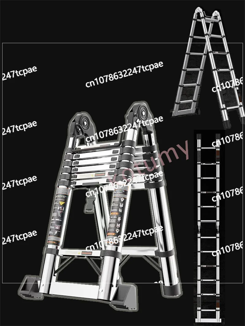 

3.4/4.2M Household Telescopic Ladder Portable Thickened Ladders Engineering Outdoor Folding Ladder