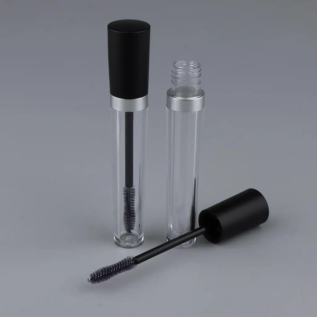 8 Ml Empty DIY Mascara Container with Cap (Black) with Wands -2Pack