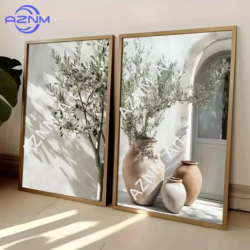 1/2 Stück Mittelmeer-Olivenbaum Leinwanddruck Botanischer Antiker Wandkunstdruck für Moderne Zimmer Schlafzimmer Küche Heim-Dekoration