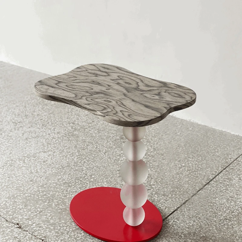 

Light luxury wood matte acrylic bead villa hotel modern simple side table