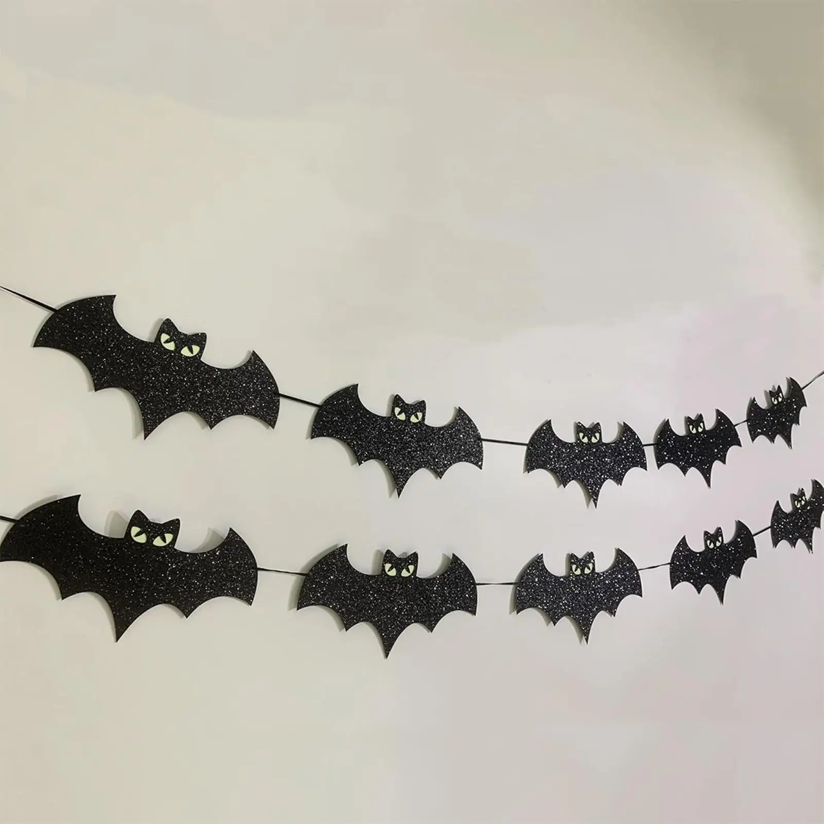 8.2ft Halloween Glowing Eyes Bats Banner Glitter Decoration Party Home Garden Wall Hanging Outdoor Indoor Festival Supplies