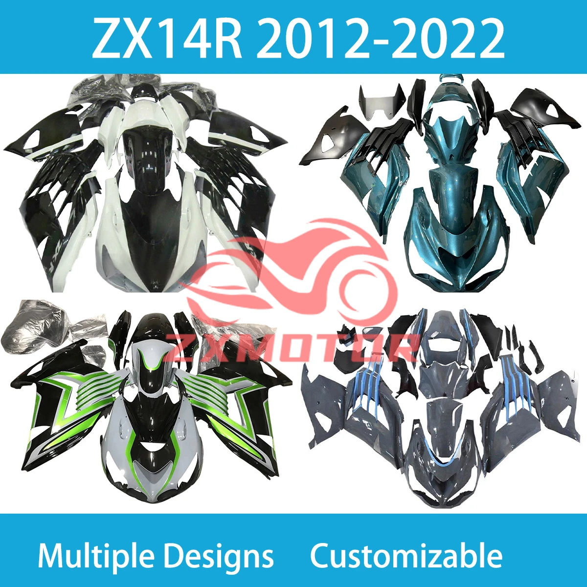 For Kawasaki ZX14R 2012 2013 2014 2015 2016 2017 2018 2019 2020 2021 0222 Fairing Kit ZX 14R  Fairings ABS Injection New