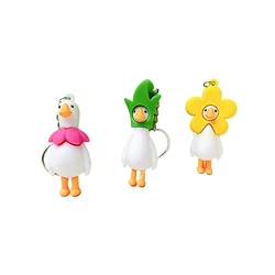 Creative Cute Flower Duck Animal Keychain Funny Cartoon Goose Doll Key Ring for Women Men Friend Gift Bag Car Key Pendant