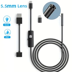 Industrial Endoscope Piping  Endoscopy Type C Flexible Snake mini Camera 3 in 1 Automotive Borescope for Android