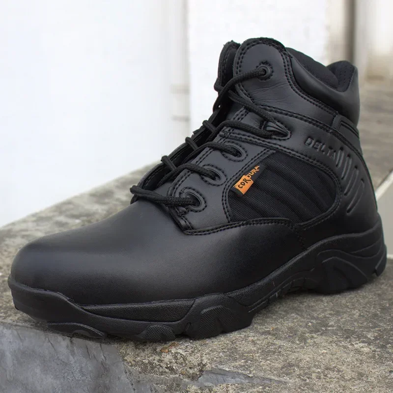 Botas tácticas invierno hombre – Impermeables cuero negro combate - imagen 2