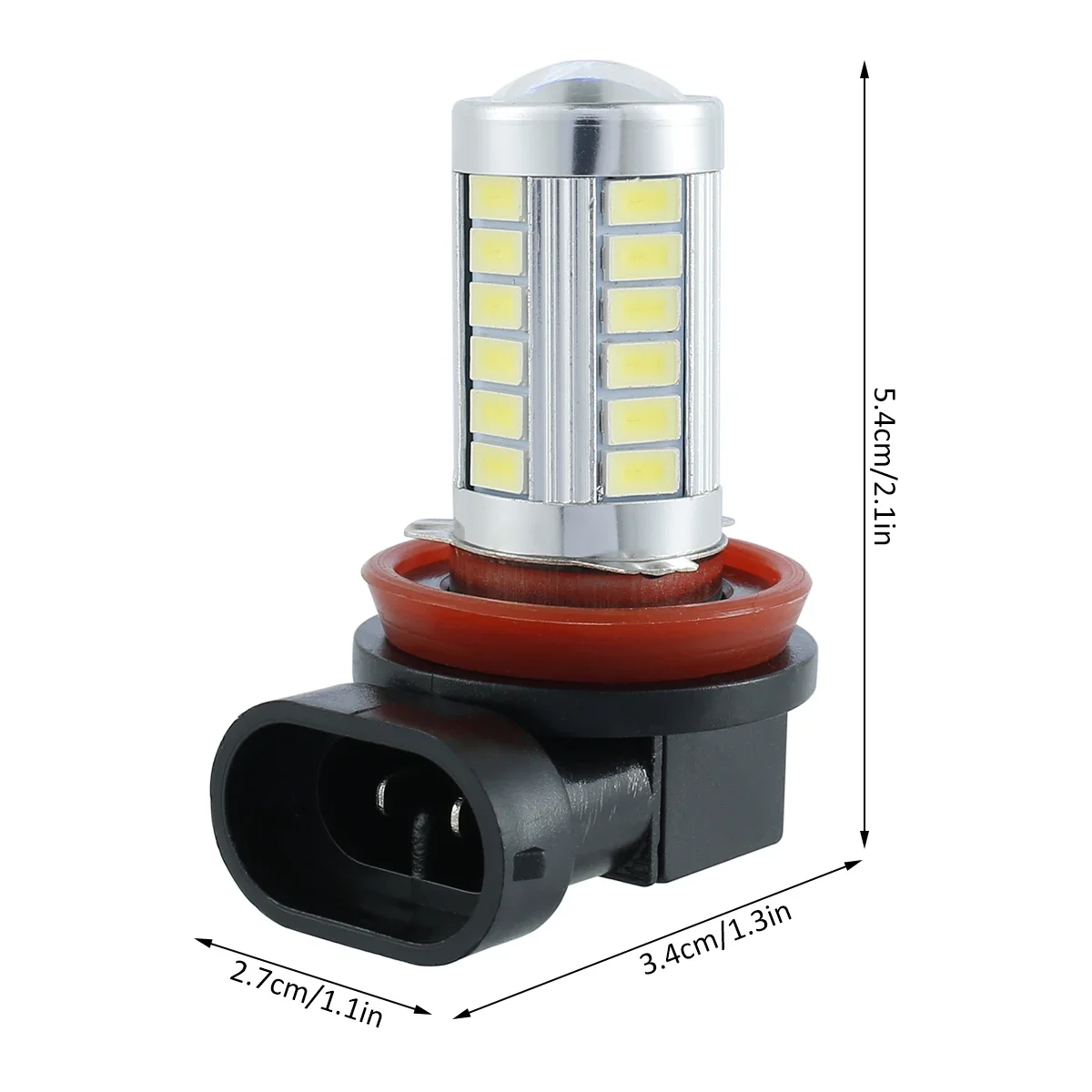 2Pcs H8/H11 Auto LED Fog Light Bulbs 660LM 6000K White Car Driving Running Lamp 12V Plug and Play Car Attachment Replacement