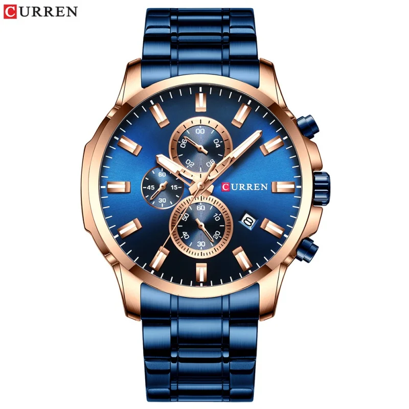 

Curren 8348 Men's Watch Waterproof Quartz Steel Belt Watch Six-Pin Multi-Function Calendar Men's Watch