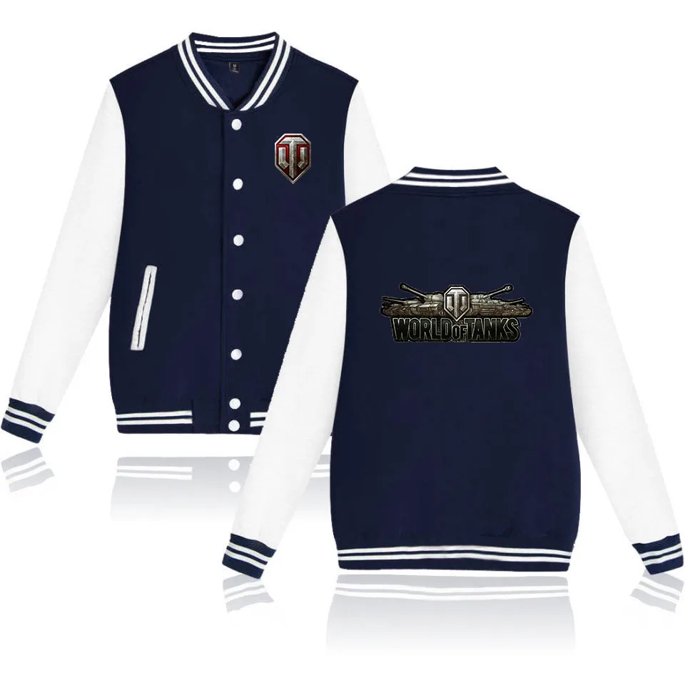 

Game World Of Tanks Varsity Baseball Bomber Jacket Men Women Hip Hop Harajuku Jackets Streetwear Boys Girls Loose College Coats