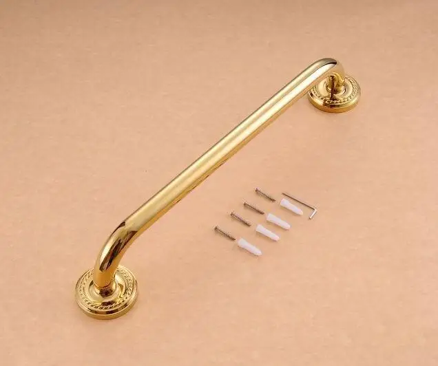 Vidric Gold Brass Bathroom Armrest Bathtub Safety Grab Bar Towel Rack Home Toilet Elderly Child Non Slip Handrail Wall Mounted