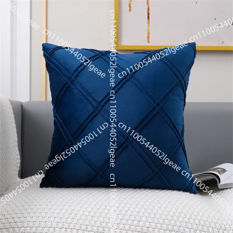 Double Line Velvet Throw Pillow Velvet Office Living Room Sofa Pillow Plaid Pillowcase