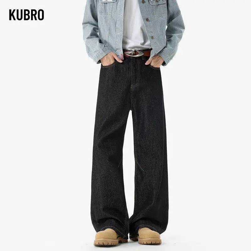 

Осень-зима мужские джинсы Y2K модные эластичные свободные прямые универсальные высококачественные повседневные джинсовые брюки американская винтажная уличная одежда