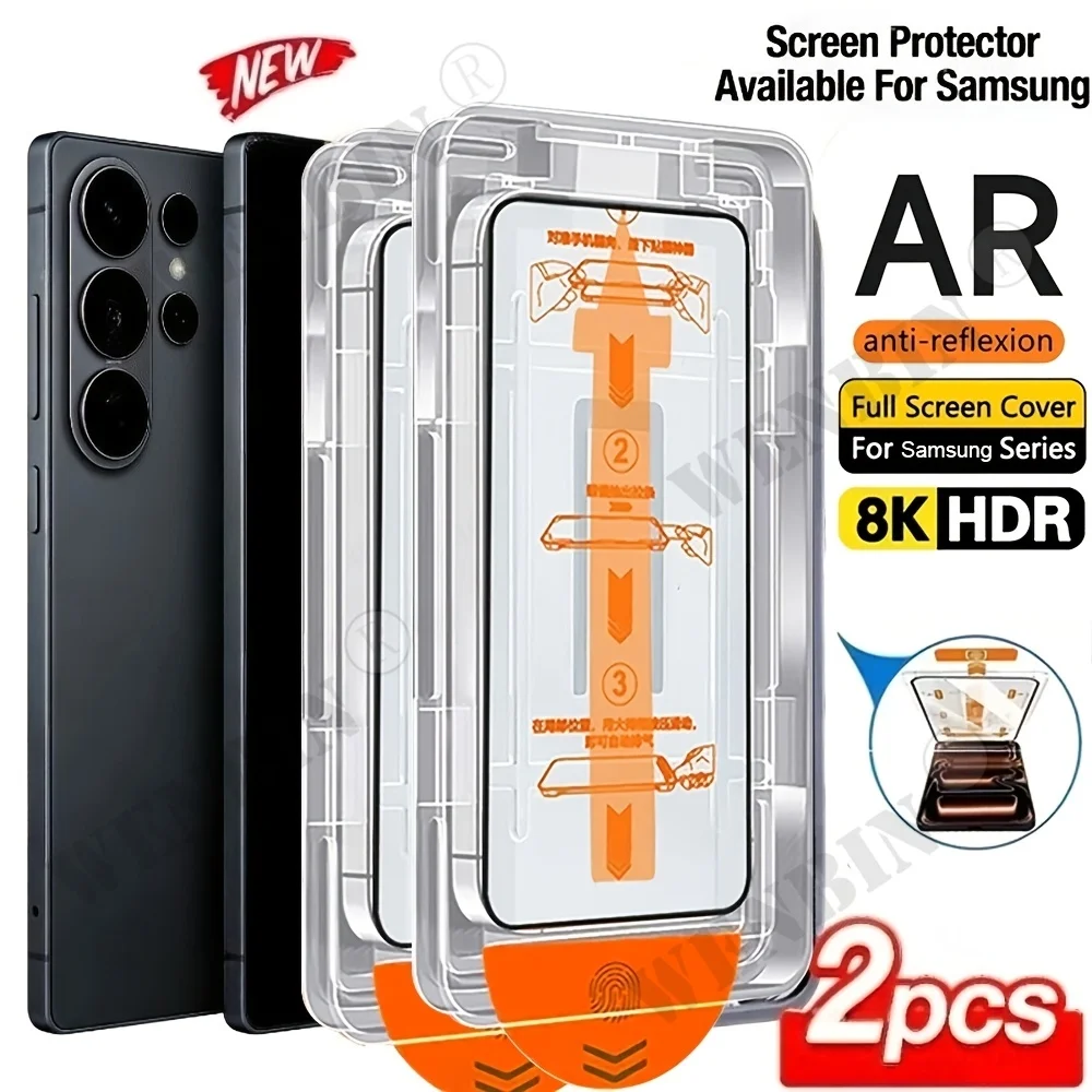 2Pcs Screen Protector For Samsung Galaxy S26 S25 S24 Ultra Plus Fingerprint Unlock Tempered Glass
