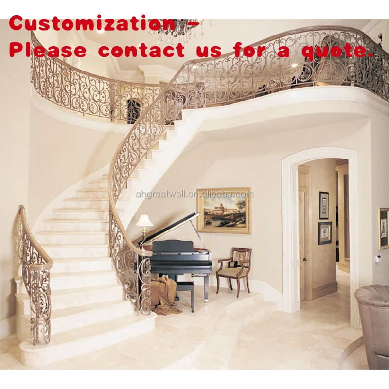 

на заказ. Дешевая заводская цена Дизайн лестницы Внешние кованые железные лестничные перила Распродажа