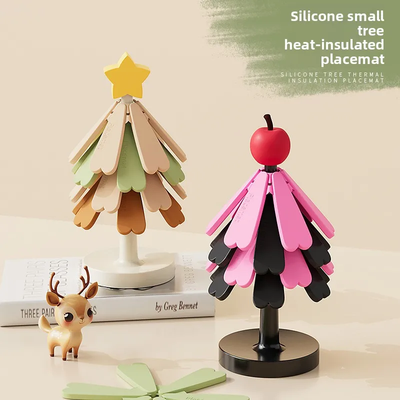 قسط شجرة عيد الميلاد على شكل حصيرة مقاومة للحرارة الإبداعية ارتفاع درجة الحرارة سيليكون الجدول حصيرة وعاء حصيرة وسادة مقاومة للحرارة #3