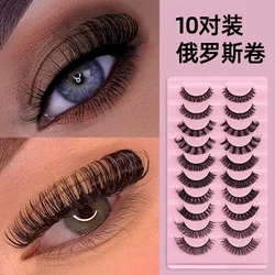 Mix Styles 8/10 pairs DD Curl 10-23mm Russian Lashes 3D Mink Eyelashes Reusable Fluffy Russian Strip Lashes eyelashes extensions