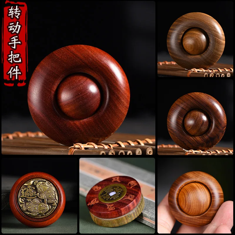 Various Natural Hardwood Rotating Hand Fidget Toy Stress Relief Massage Wooden Craft Collectible Desk Decor Nice Relaxation Gift