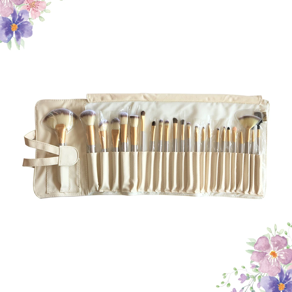 

24pcs Makeup Brush Set Portable Kit Different Sizes Wood Handle Fiber Aluminum Safe Durable Practical Brushes