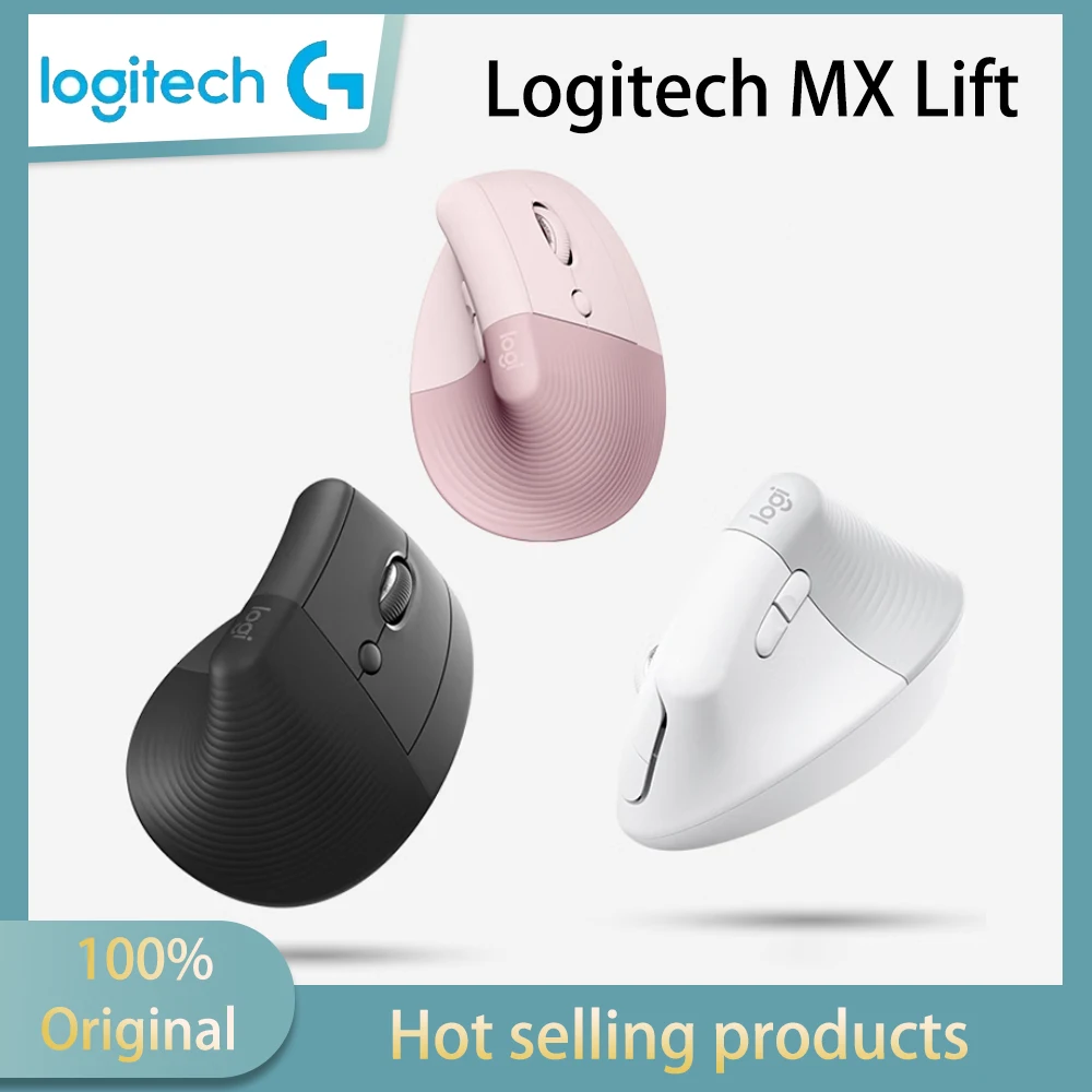 Logitech MX Lift Vertical Ergonomic Mouse, Wireless Bluetooth or USB Receiver, Quiet Clicks, 4 Buttons, Windows/macOS/iPadOS