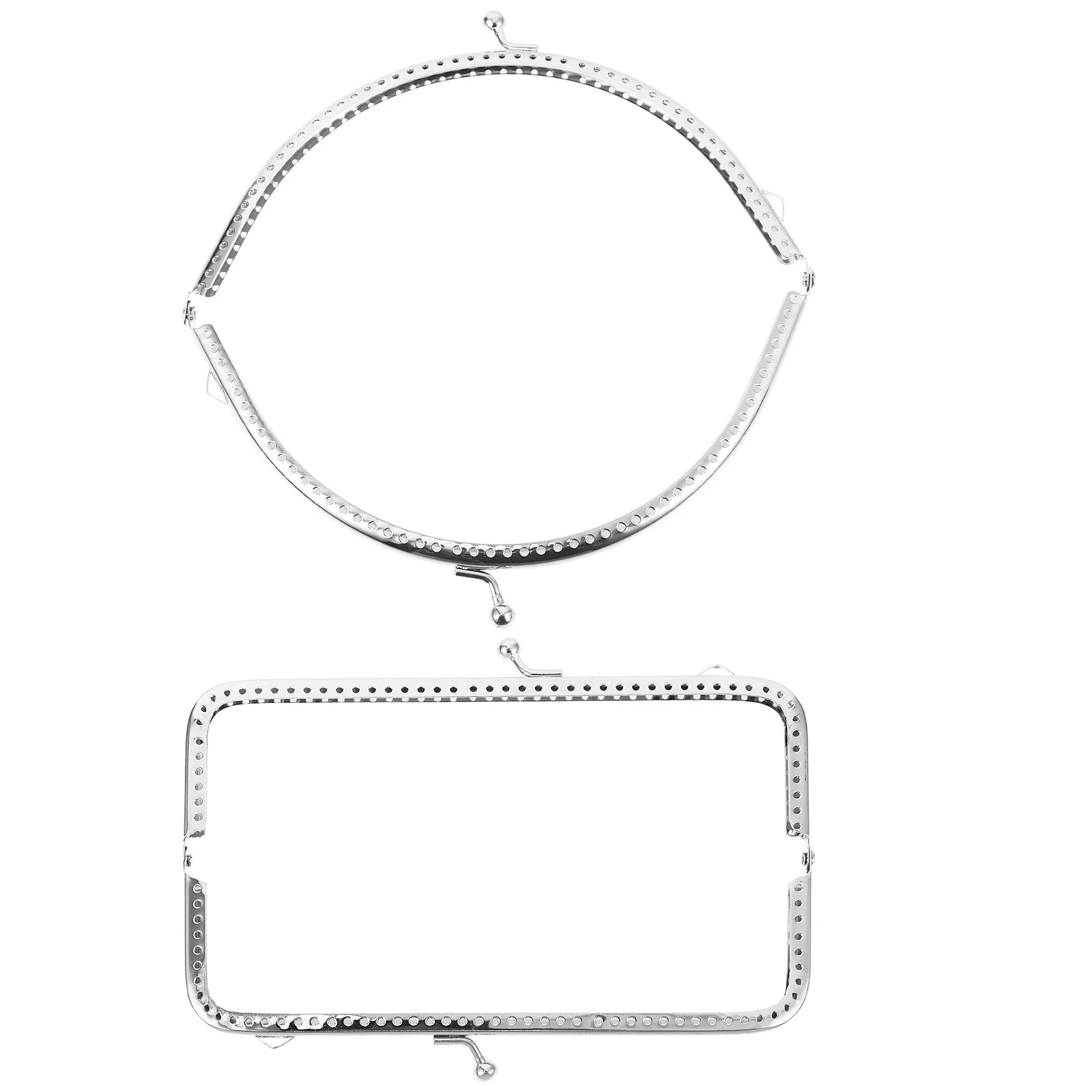 Metal Purse Handles 2 Piece Set Semicircle and Square Handbag Replacement for DIY Bag Making Repair