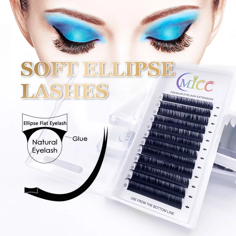 Wholesale New Individual Softer Matte Flat Ellipse Eyelash Extensions Lash Split Tips Volume Eyelashes Supplies