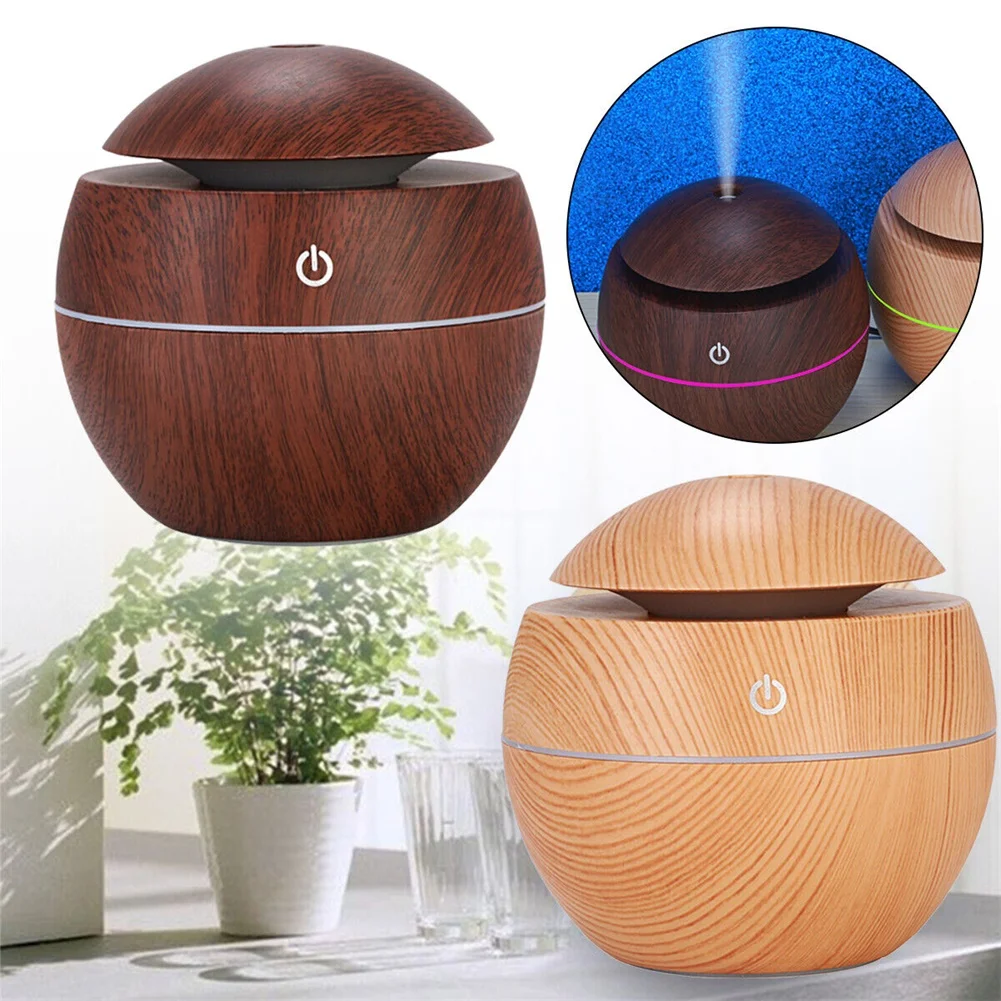 USB 7 LED Color Humidifier Essential Aroma Oil Diffuser 200ML Mini-Wood-Grain Air Humidifier Electric Air Aroma Diffuser Purifie