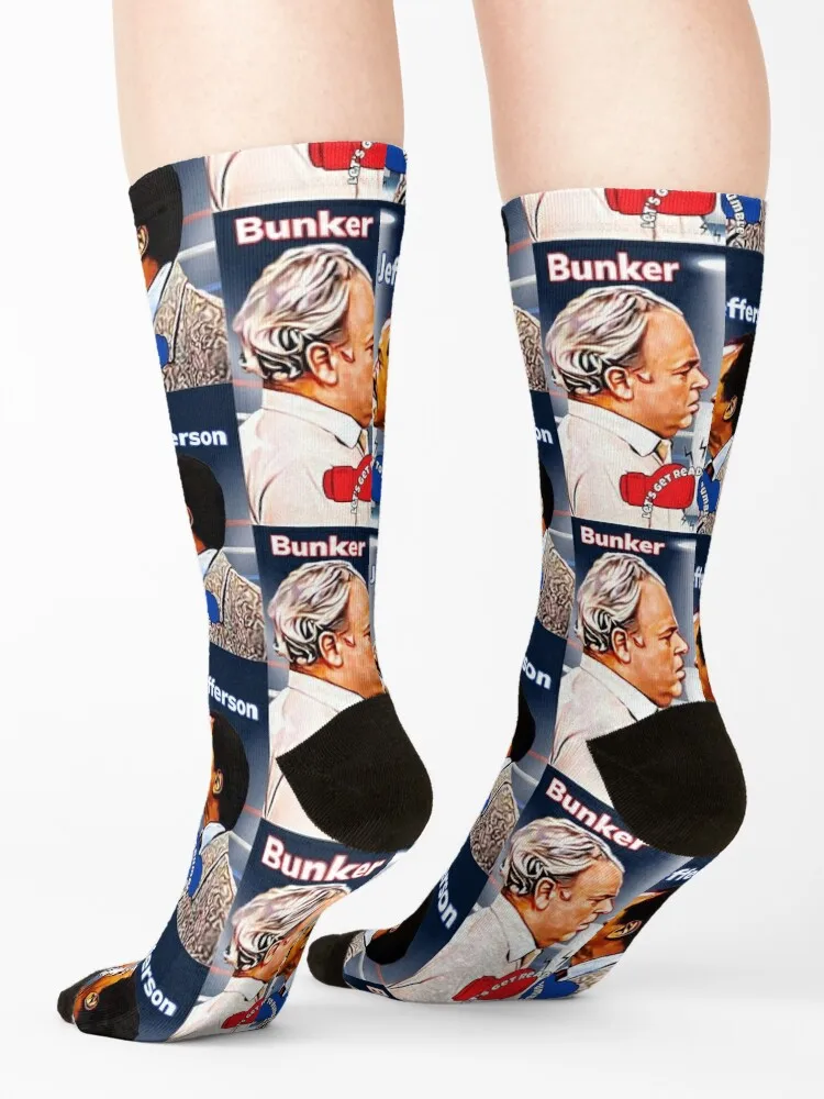 Archie bunker VS. George Jefferson Socks valentine gift ideas Soccer football Men's Socks For Man Women's