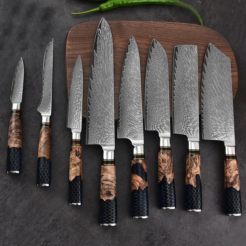 Damascus Yanagiba Knives Jpanese Santoku Salmon Knife Chef Sashimi Sushi 67 Layers VG10 Fish Fillet Knife