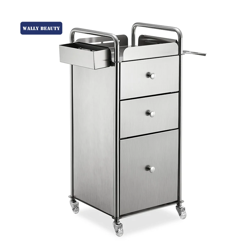 

Wallybeauty Luxury Stainless Steel Hair Salon Working Trolley Cart Trolley Salon Station Trolleys with Wheels
